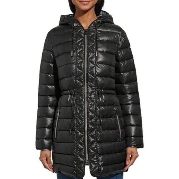 Kenneth Cole Jackets & Blazers - NEW Kenneth Cole New York Women's S Black Hooded Puffer Coat Polyester